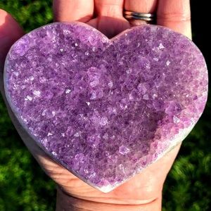 Amethyst Crystal Heart Druze Polished Edges A1